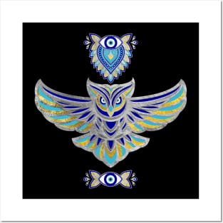 Owl Evil Eye Ornament Posters and Art